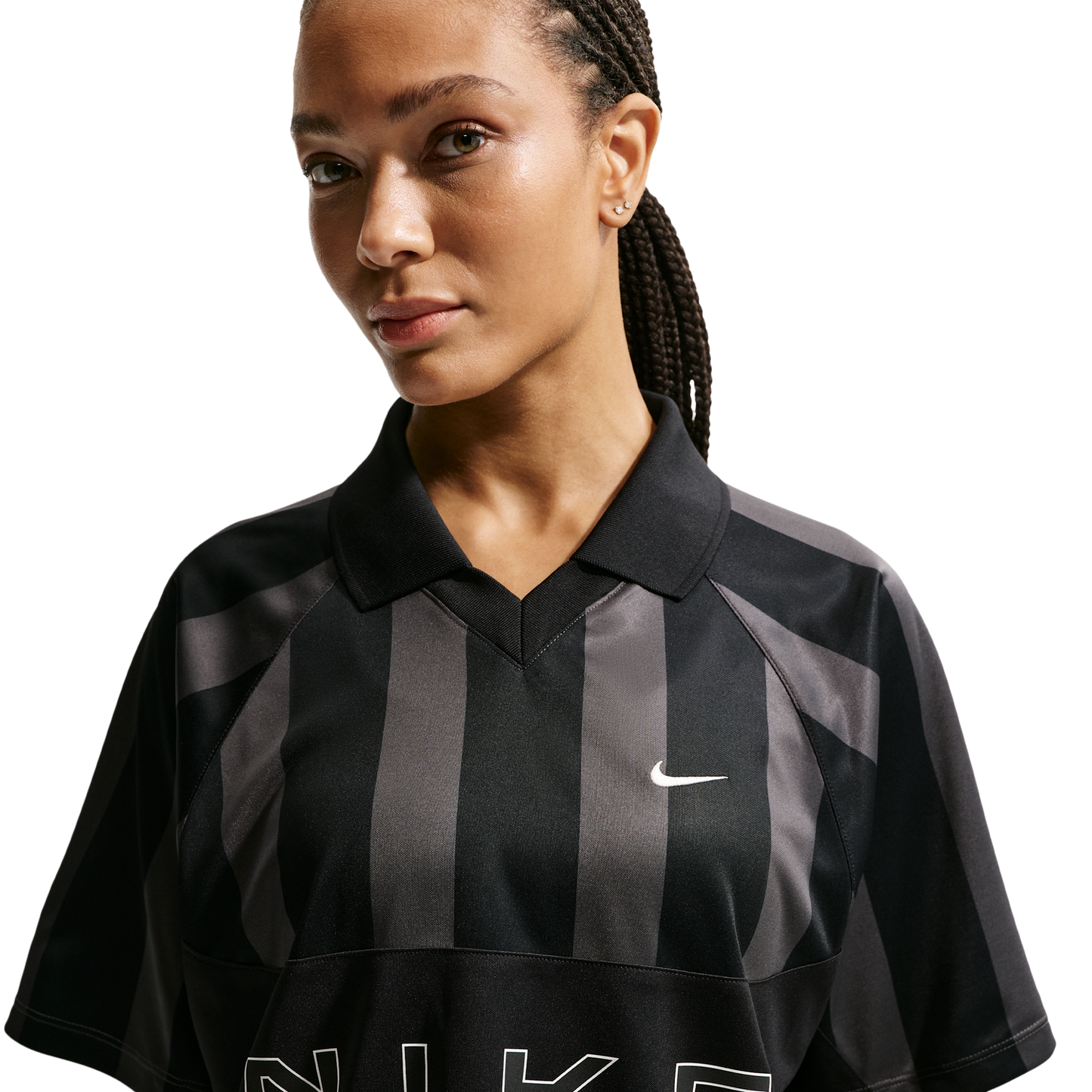 Nike NSW Street Oversized SS Stripe Jersey - Women's - Black/Black/Black