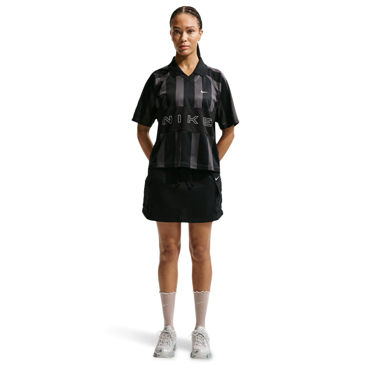 Nike NSW Street Oversized SS Stripe Jersey - Women's - Black/Black/Black