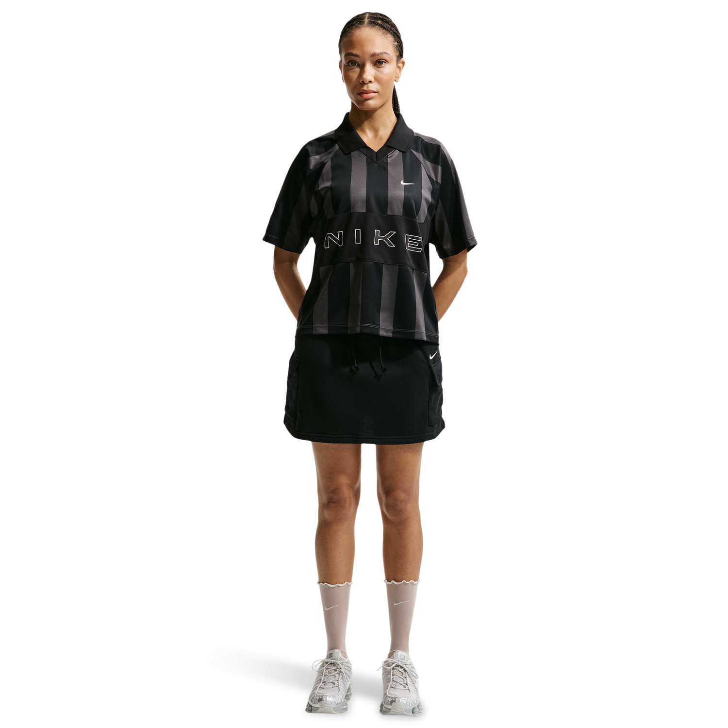 Nike NSW Street Oversized SS Stripe Jersey - Women's - Black/Black/Black