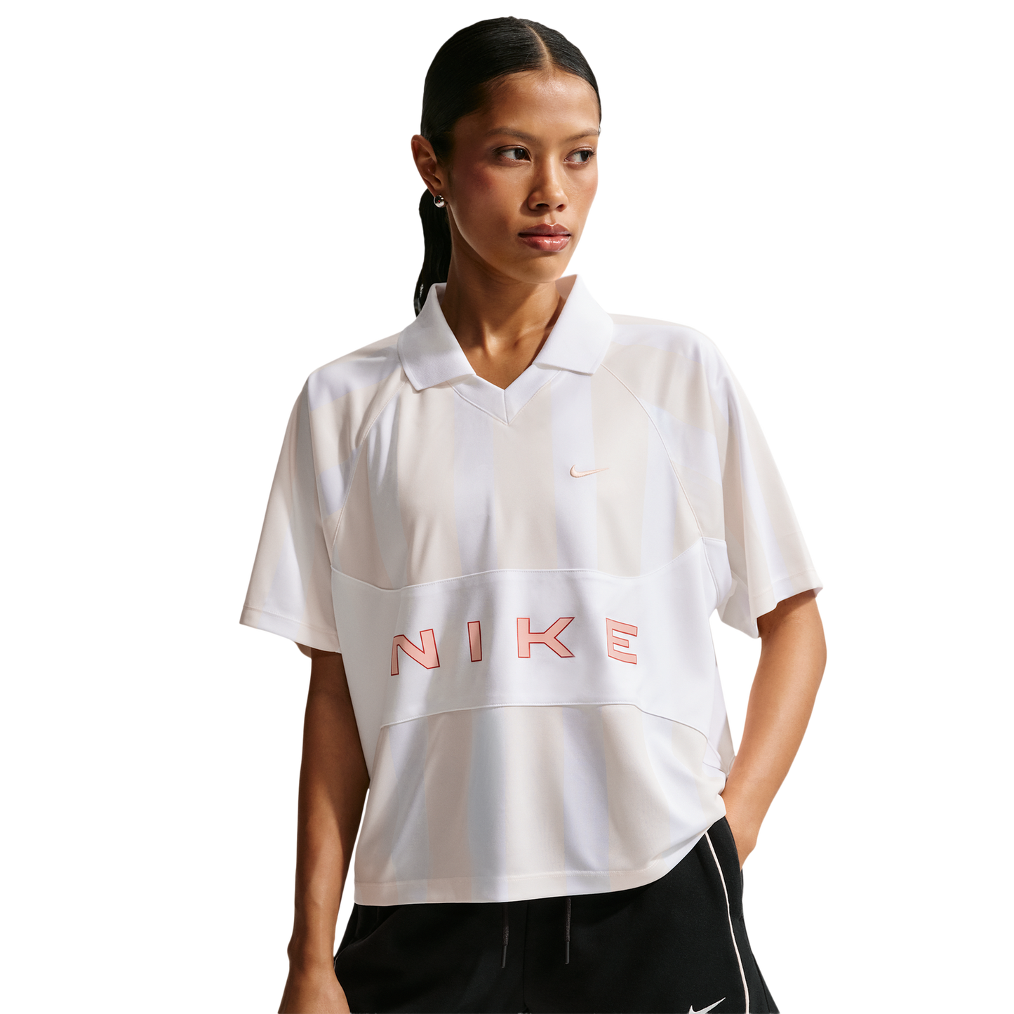 Nike NSW Street Oversized SS Stripe Jersey - Women's - Chalk/White/White