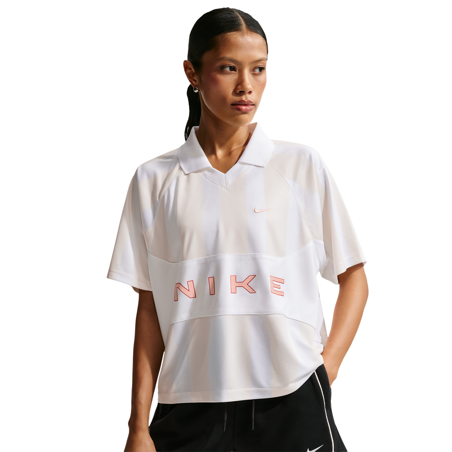 Nike NSW Street Oversized SS Stripe Jersey - Women's - Chalk/White/White