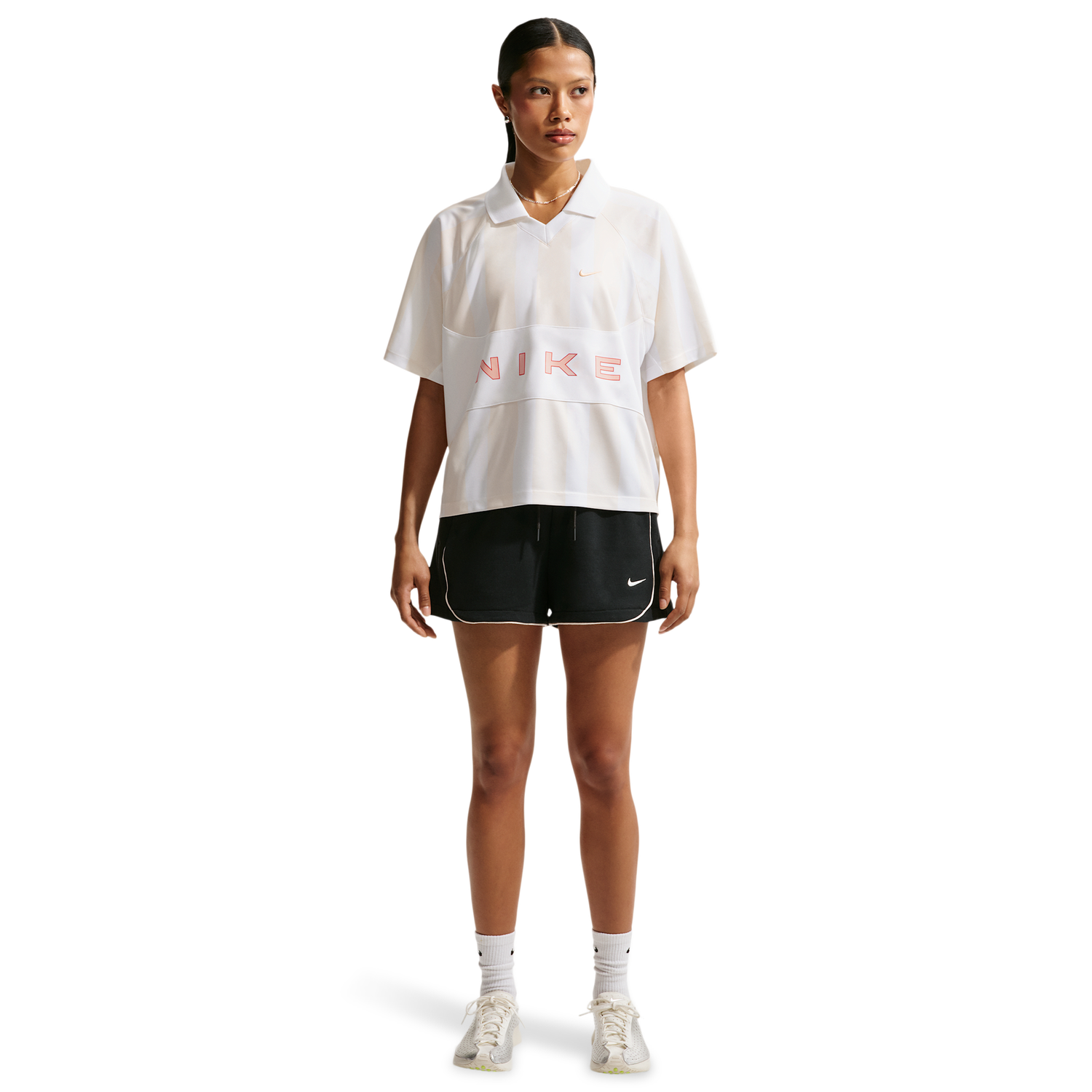 Nike NSW Street Oversized SS Stripe Jersey - Women's - Chalk/White/White