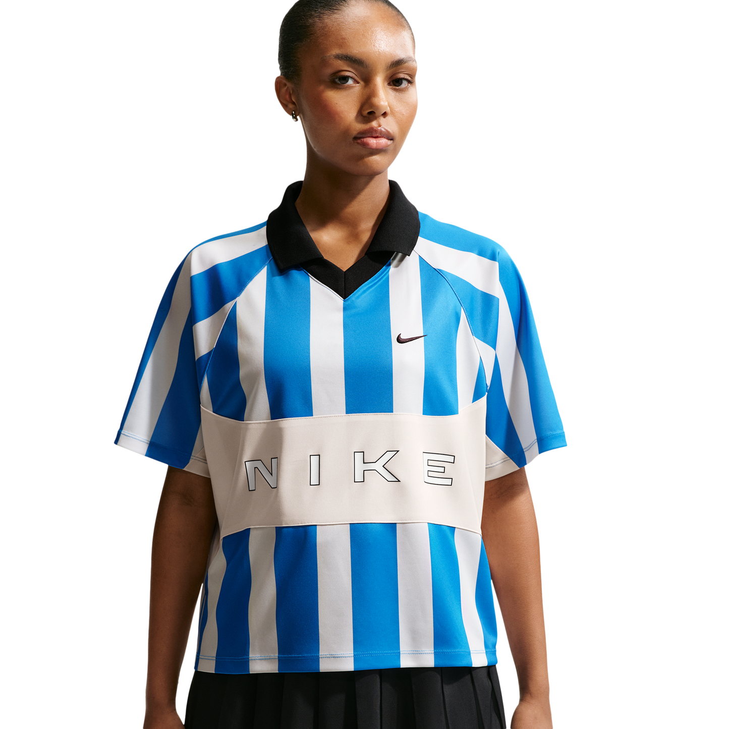 Nike NSW Street Oversized SS Stripe Jersey - Women's - Chalk/Lt Photo Blue/Lt Photo Blue