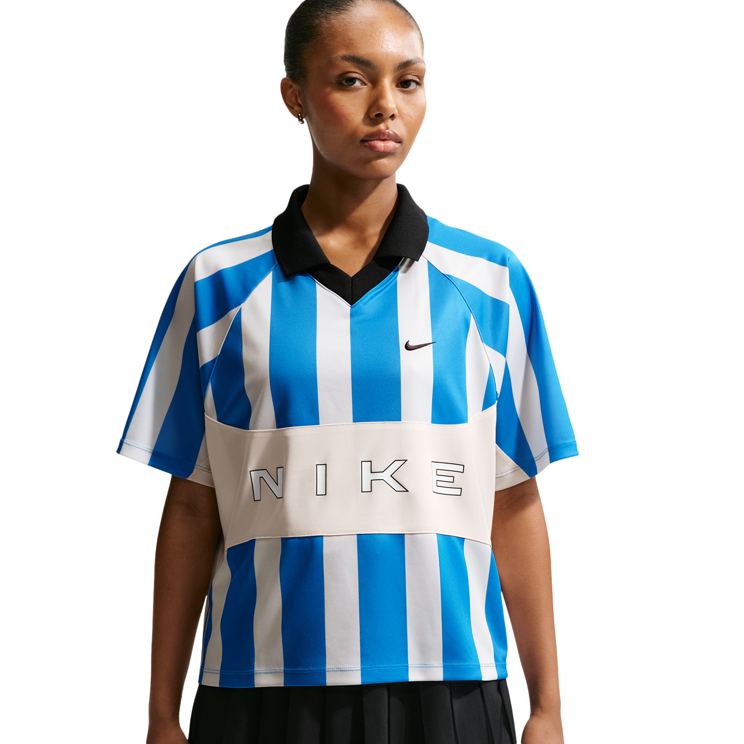 Nike NSW Street Oversized SS Stripe Jersey - Women's - Chalk/Lt Photo Blue/Lt Photo Blue