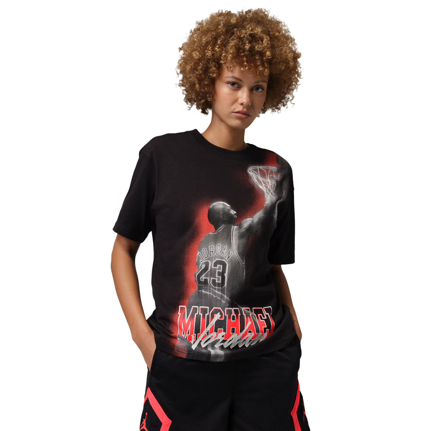Jordan SPT DF SS GFX TEE HTG - Women's - Black/Infrared
