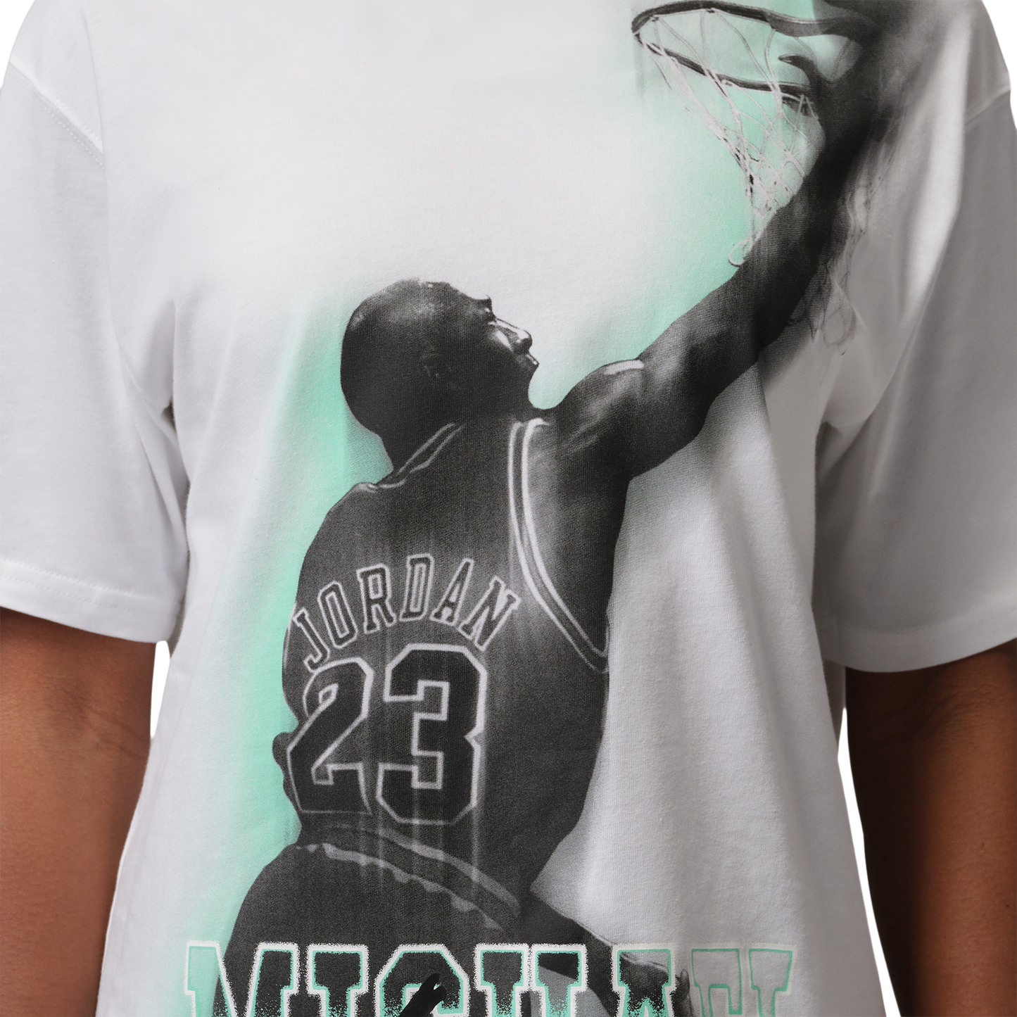 Jordan SPT DF SS GFX TEE HTG - Women's - White/Green Glow