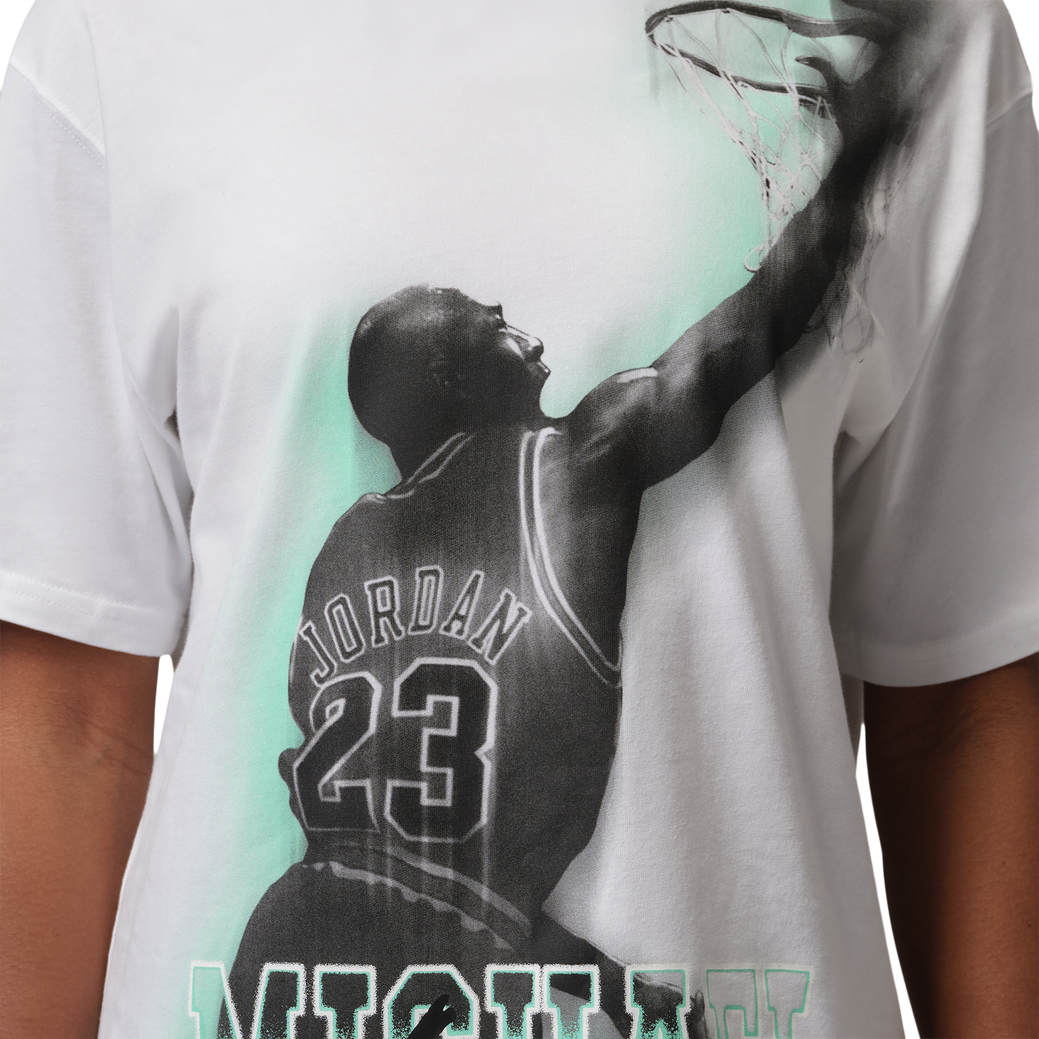 Jordan SPT DF SS GFX TEE HTG - Women's - White/Green Glow