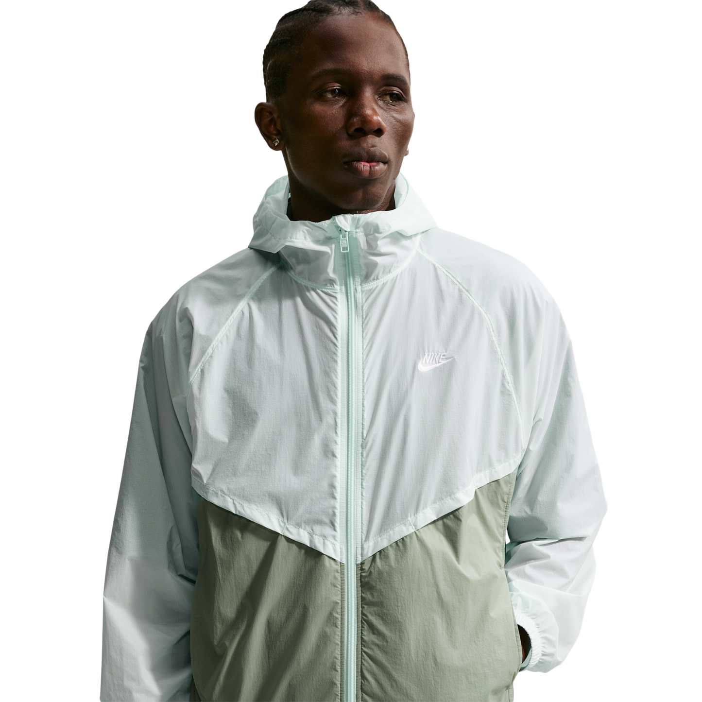 Nike Windrunner Lightweight Unlined FZ UV Jacket - Men's - Barely Green/White/Jade Horizon