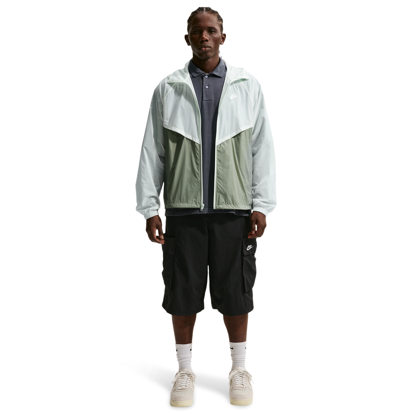 Nike Windrunner Lightweight Unlined FZ UV Jacket - Men's - Barely Green/White/Jade Horizon