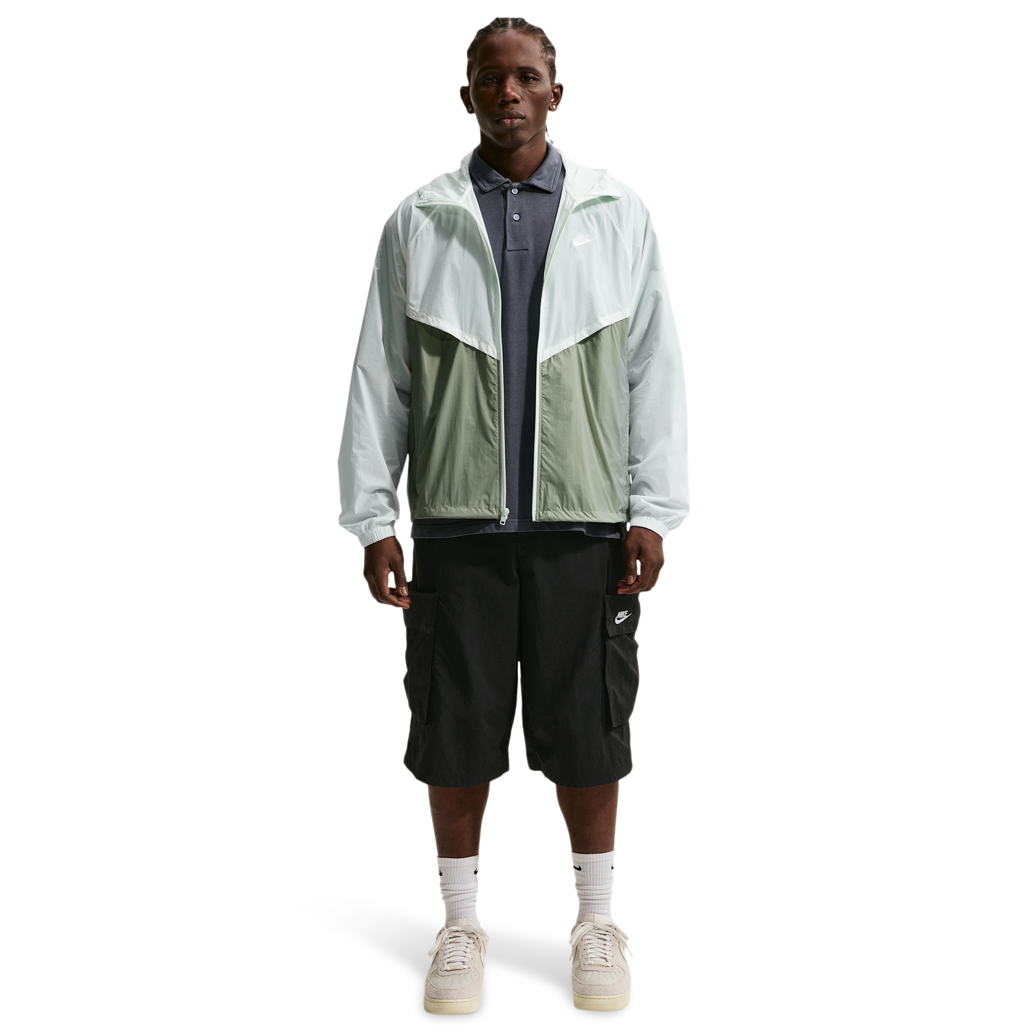 Nike Windrunner Lightweight Unlined FZ UV Jacket - Men's - Barely Green/White/Jade Horizon