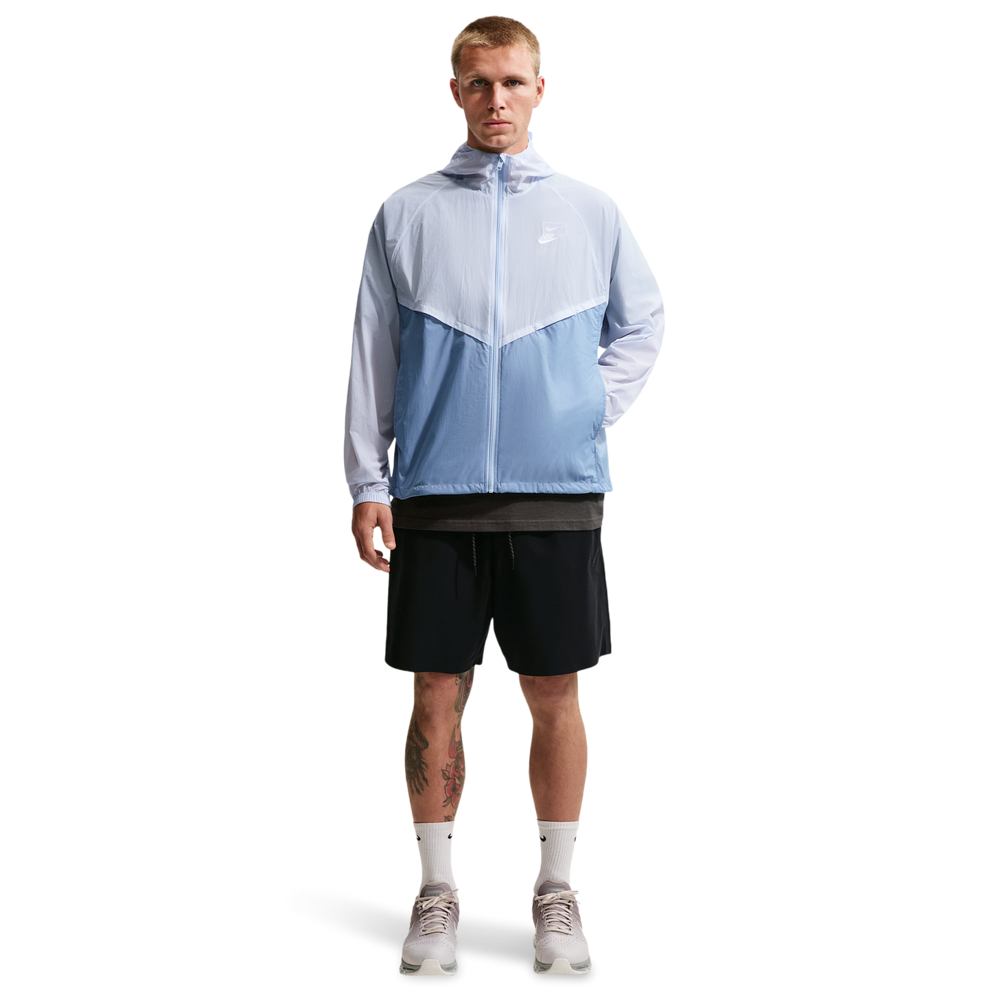 Nike Windrunner Lightweight Unlined FZ UV Jacket - Men's - Hydrogen Blue/Work Blue/White