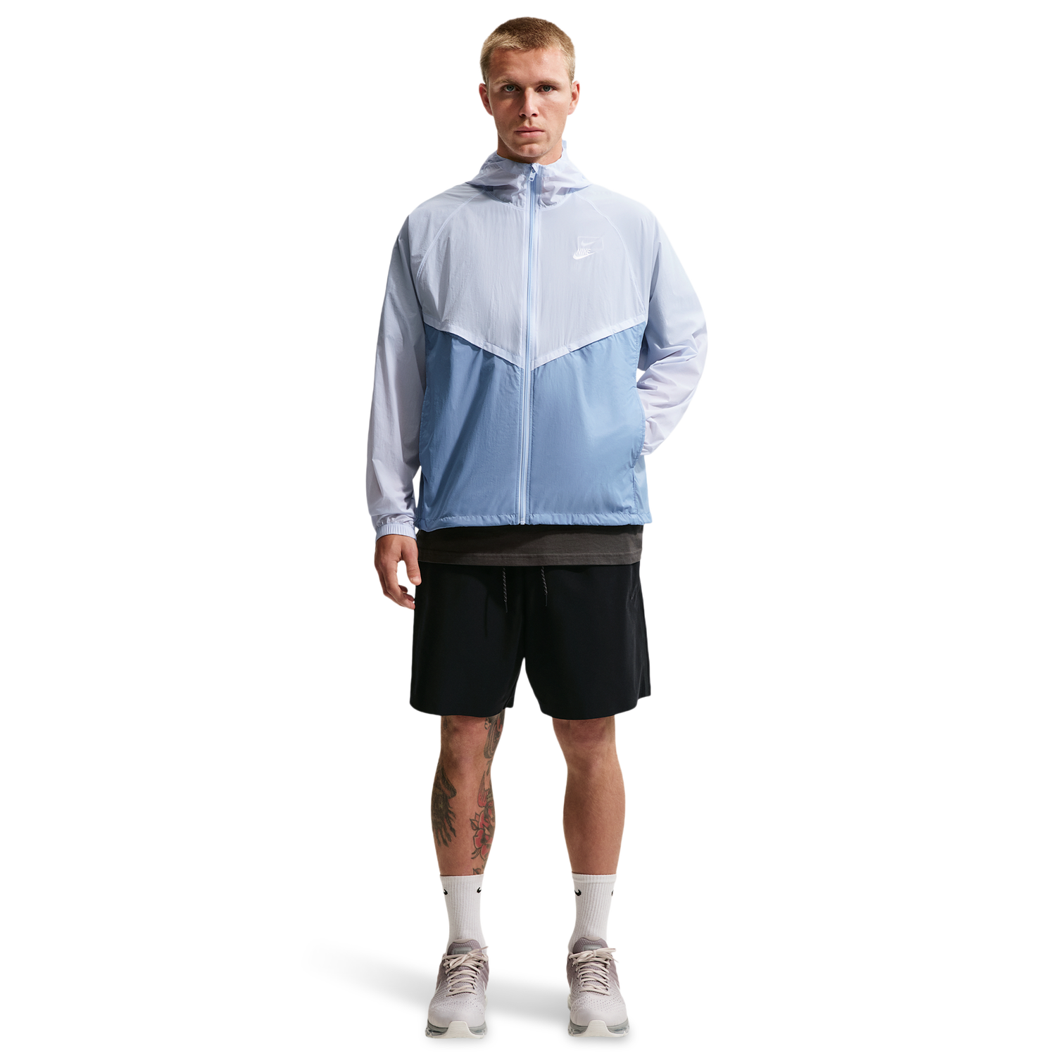 Nike Windrunner Lightweight Unlined FZ UV Jacket - Men's - Hydrogen Blue/Work Blue/White