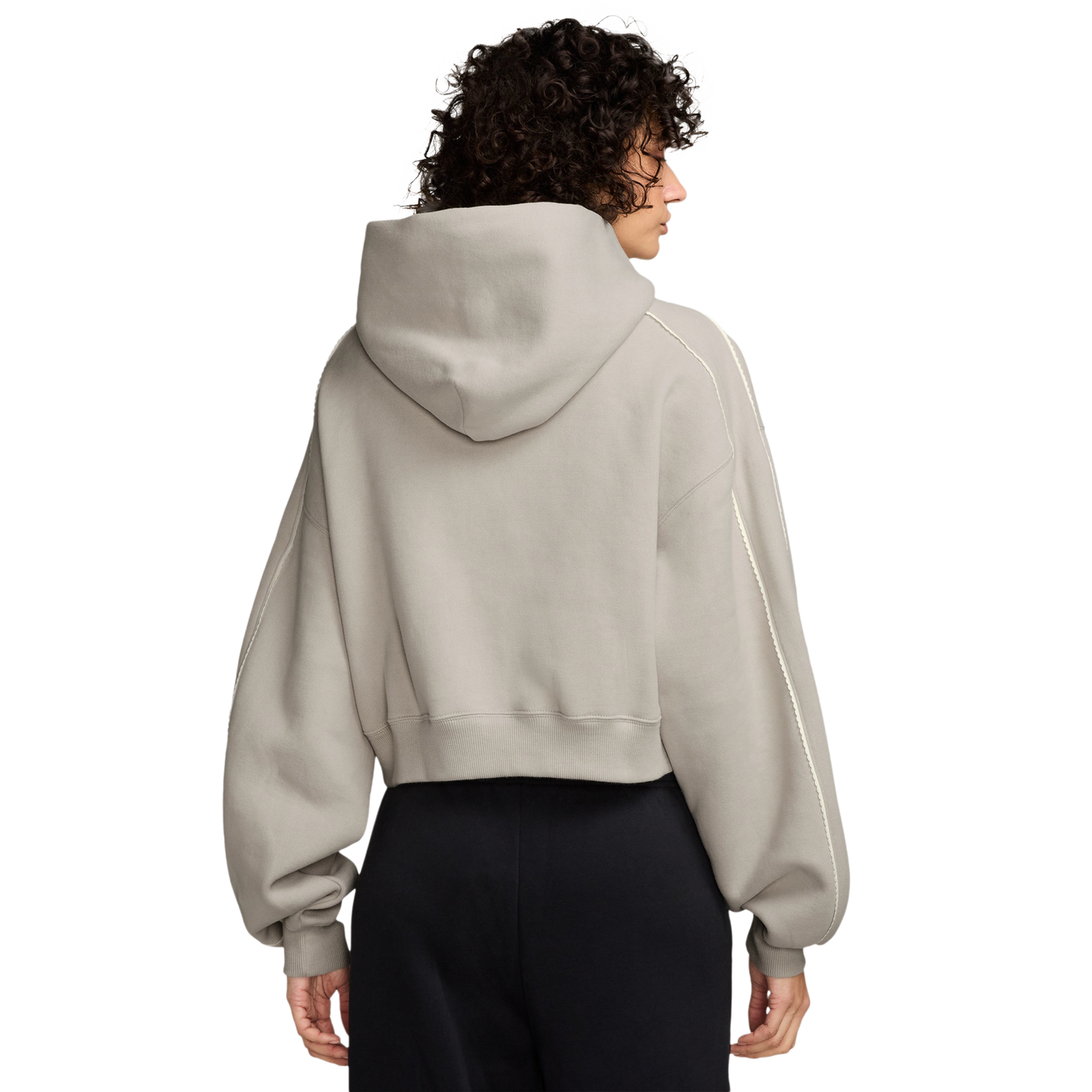 Nike Studio Crop Fleece Scallop Hoodie - Women's - White/White/White