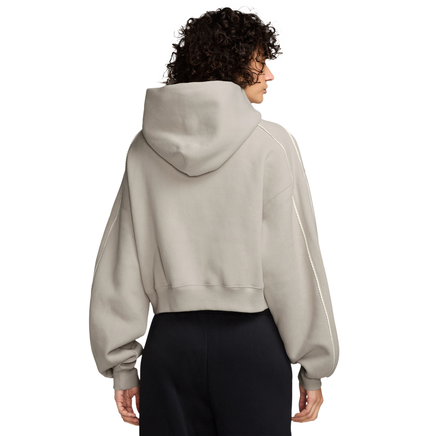 Nike Studio Crop Fleece Scallop Hoodie - Women's - White/White/White