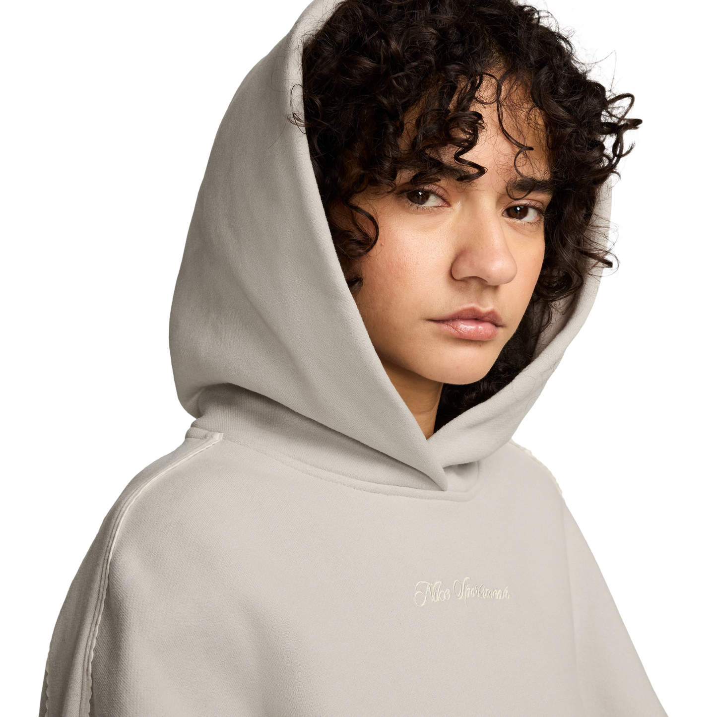 Nike Studio Crop Fleece Scallop Hoodie - Women's - White/White/White