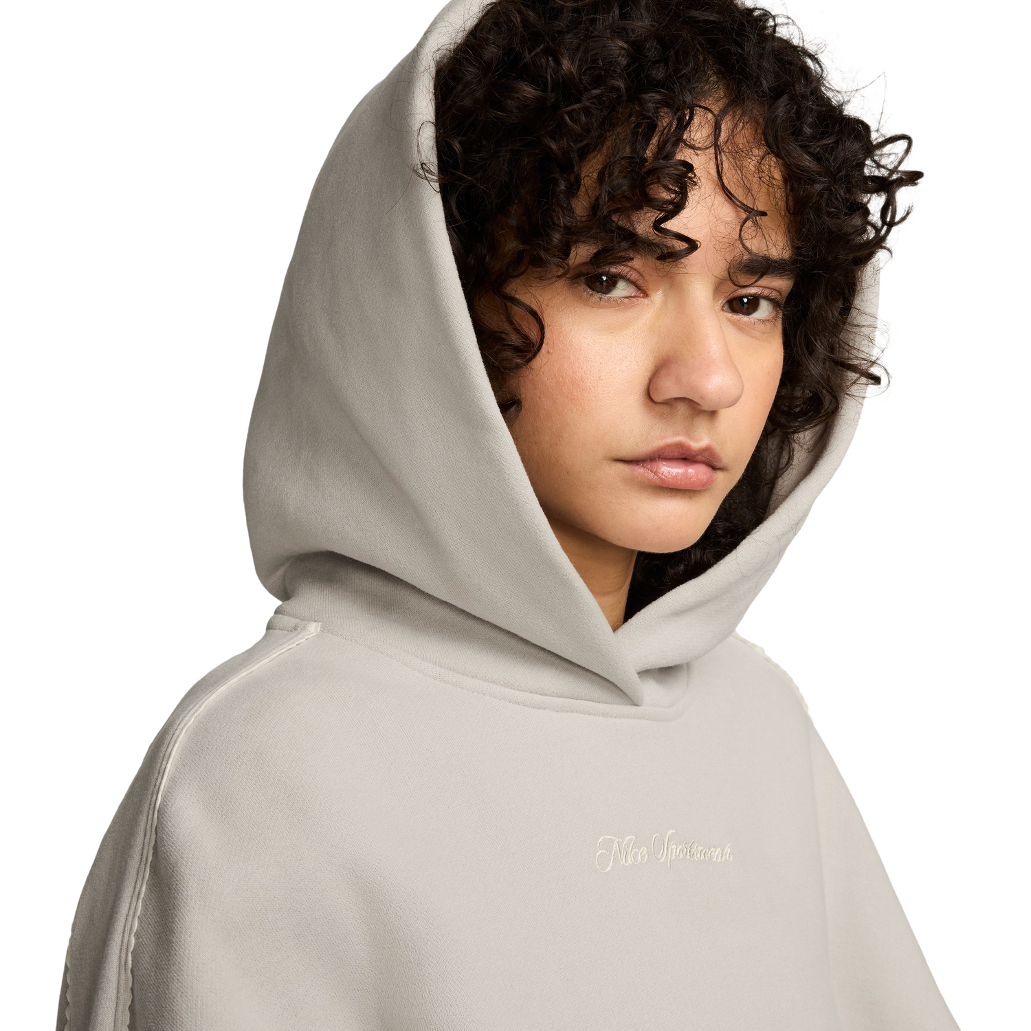 Nike Studio Crop Fleece Scallop Hoodie - Women's - White/White/White