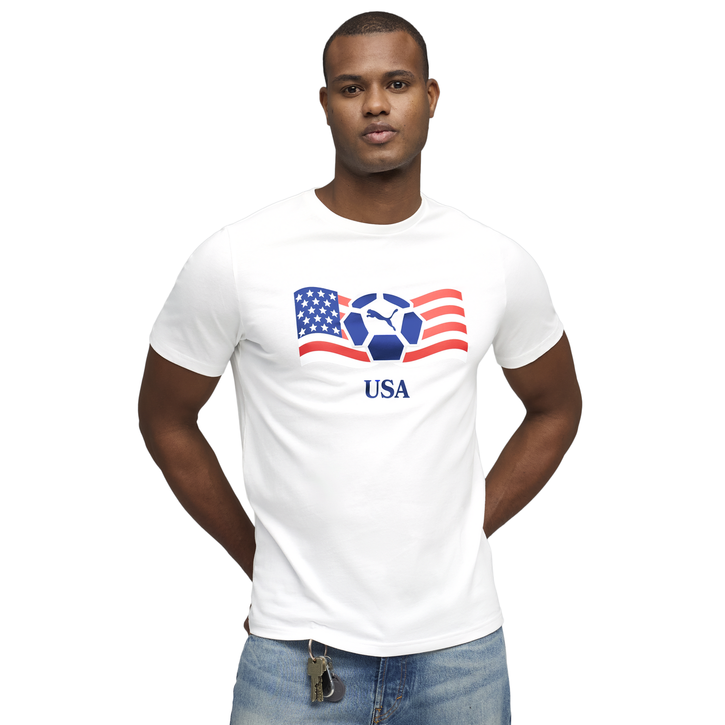 PUMA Fanpack Shortsleeve Tee - Men's - White/Navy