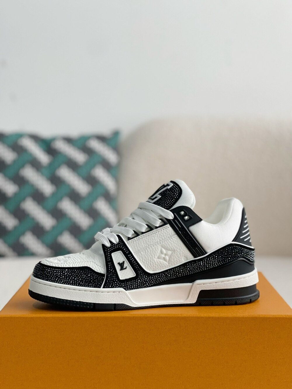 Louis Vuitton LV Trainer Sneaker Denim Monogram Black Diamond
