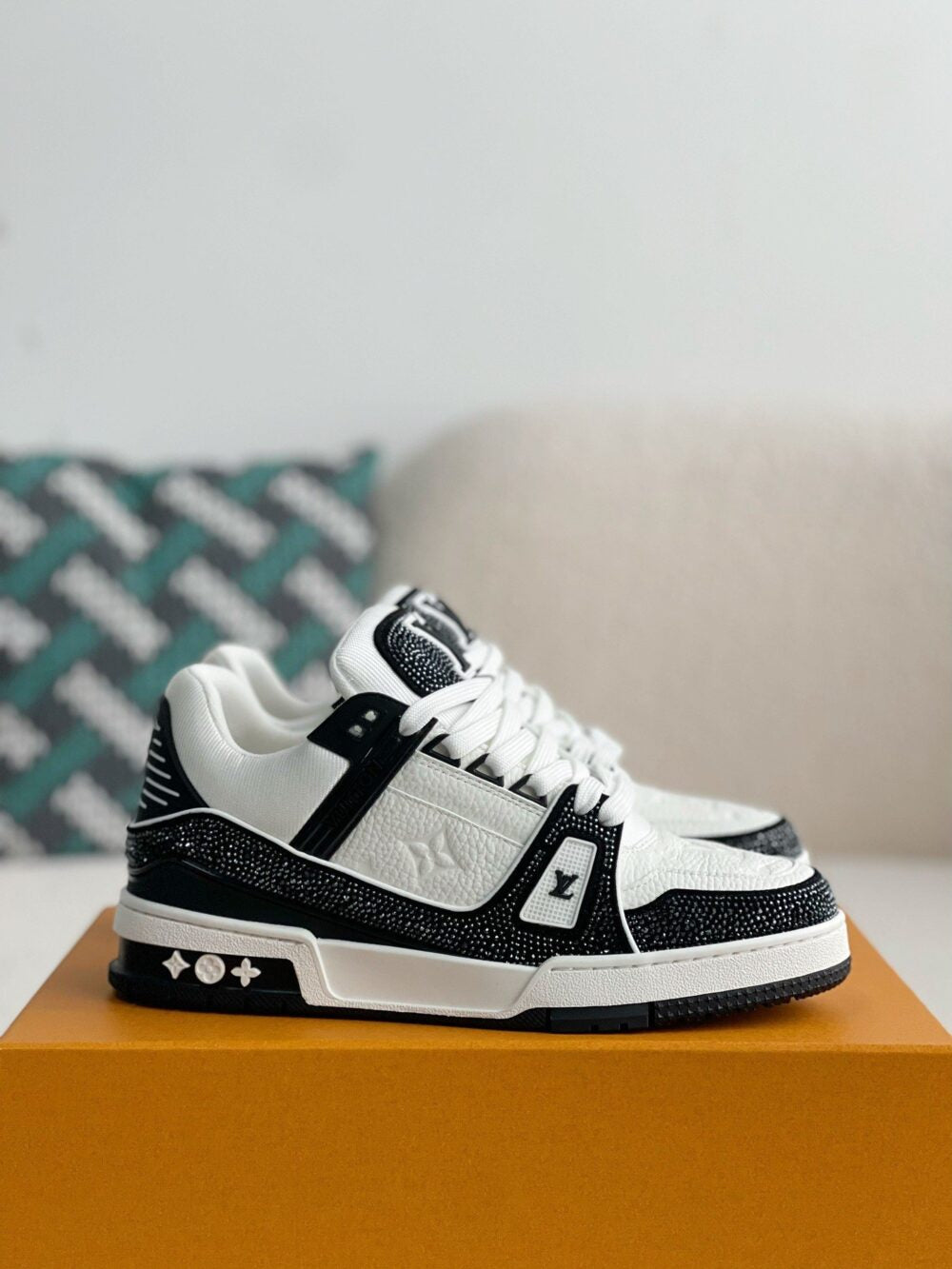 Louis Vuitton LV Trainer Sneaker Denim Monogram Black Diamond