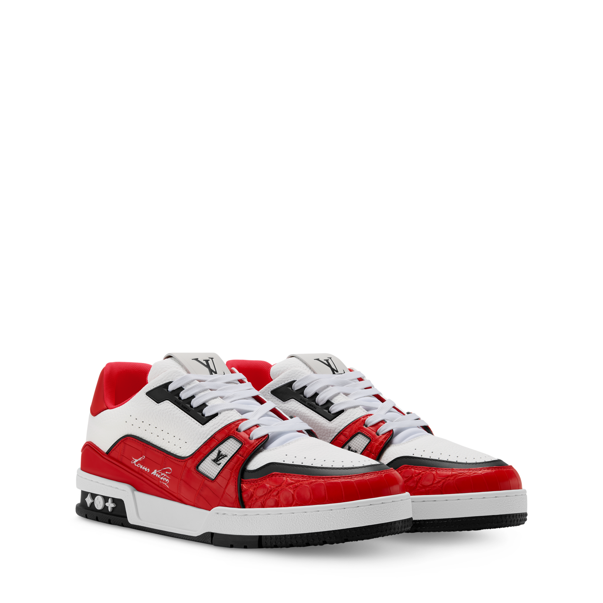 Louis Vuitton LV Trainer Red Alligator Leather Sneaker