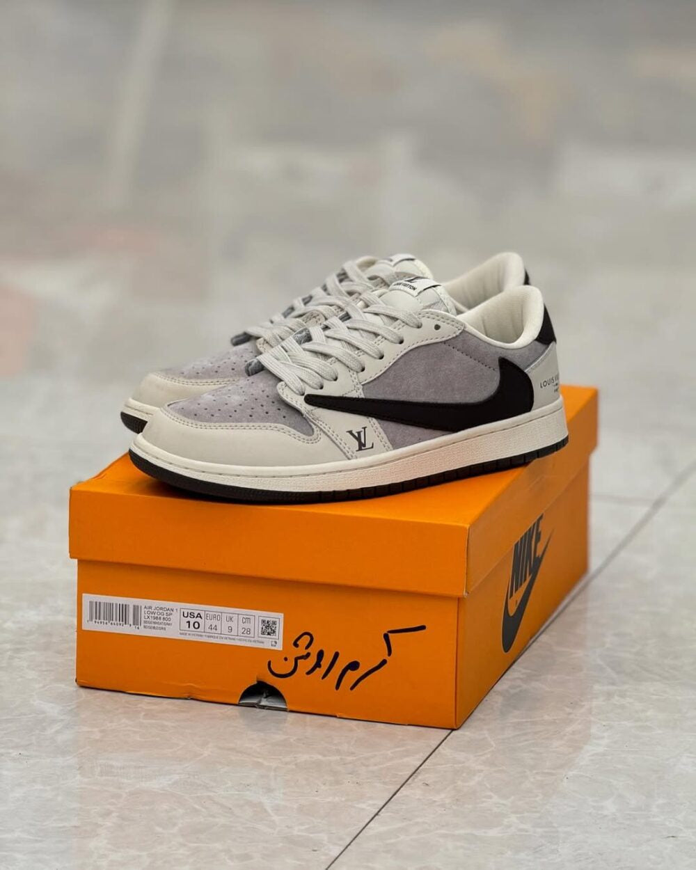 Louis Vuitton x Nike Air Jordan 1 Low Shadow Grey Suede (Custom)