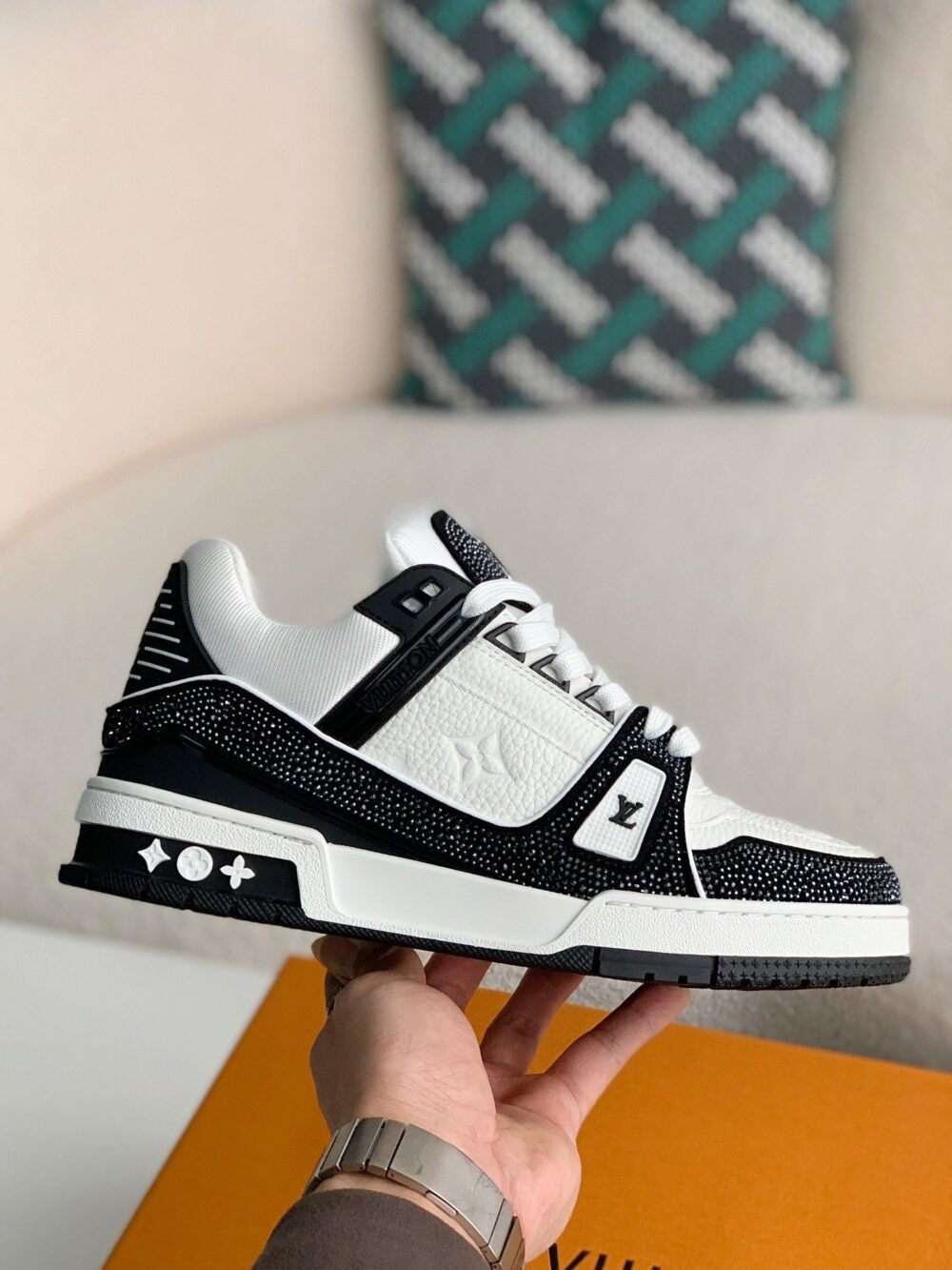 Louis Vuitton LV Trainer Sneaker Denim Monogram Black Diamond