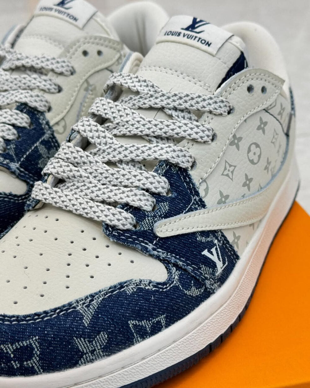 Louis Vuitton x Nike Air Jordan 1 Low Monogram Denim (Custom)