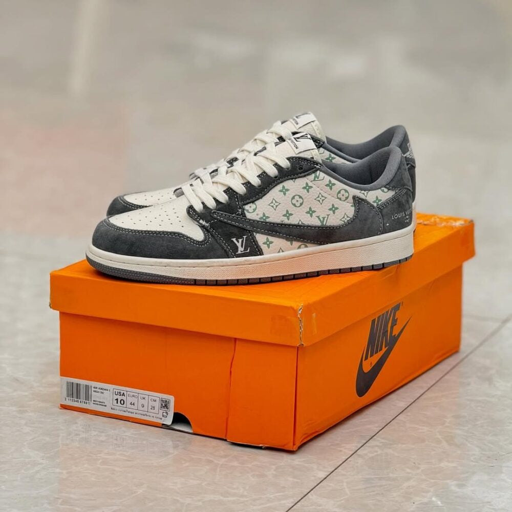 Louis Vuitton x Nike Air Jordan 1 Low Green Monogram Suede (Custom)