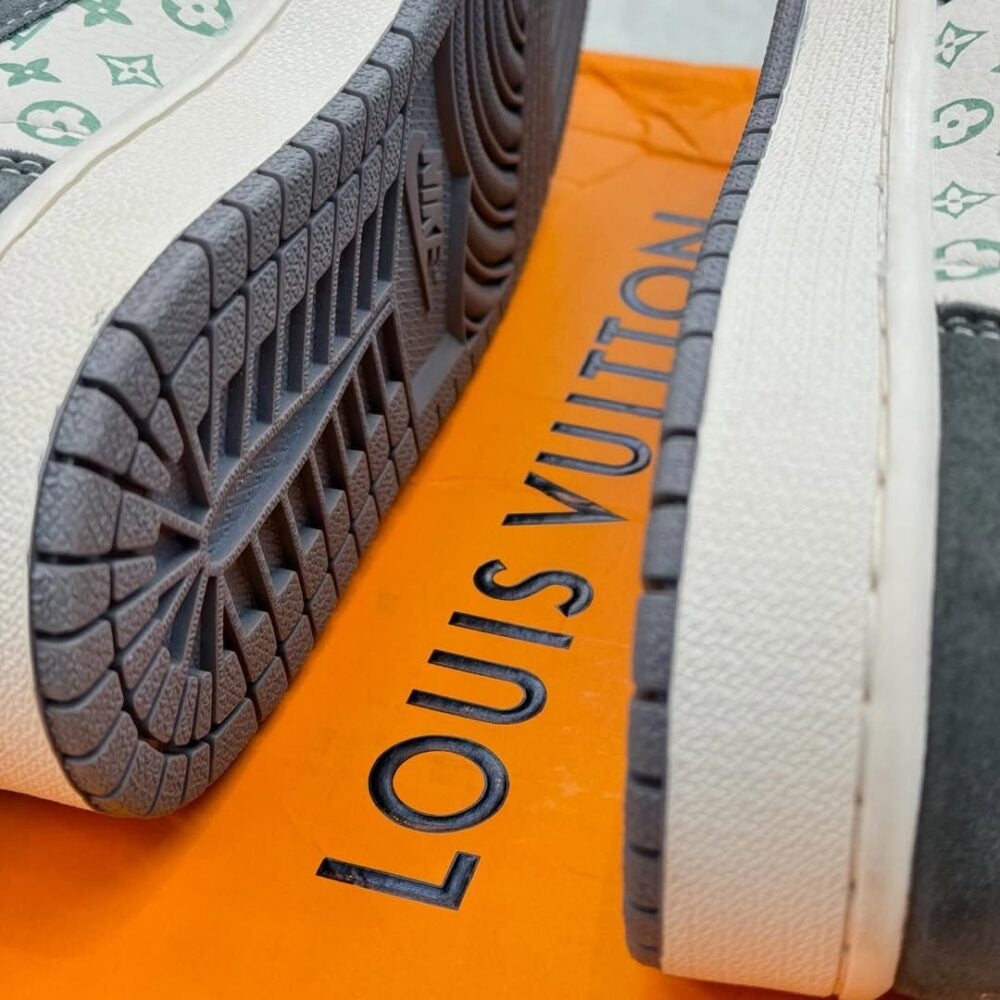 Louis Vuitton x Nike Air Jordan 1 Low Green Monogram Suede (Custom)