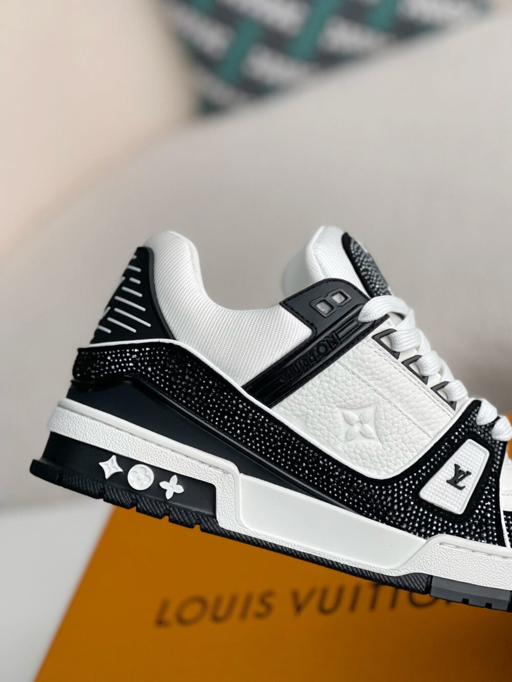 Louis Vuitton LV Trainer Sneaker Denim Monogram Black Diamond