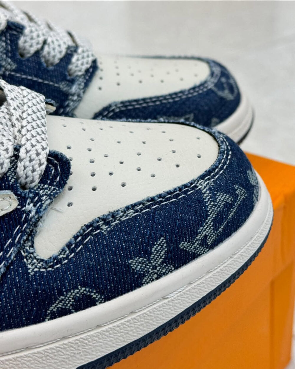 Louis Vuitton x Nike Air Jordan 1 Low Monogram Denim (Custom)