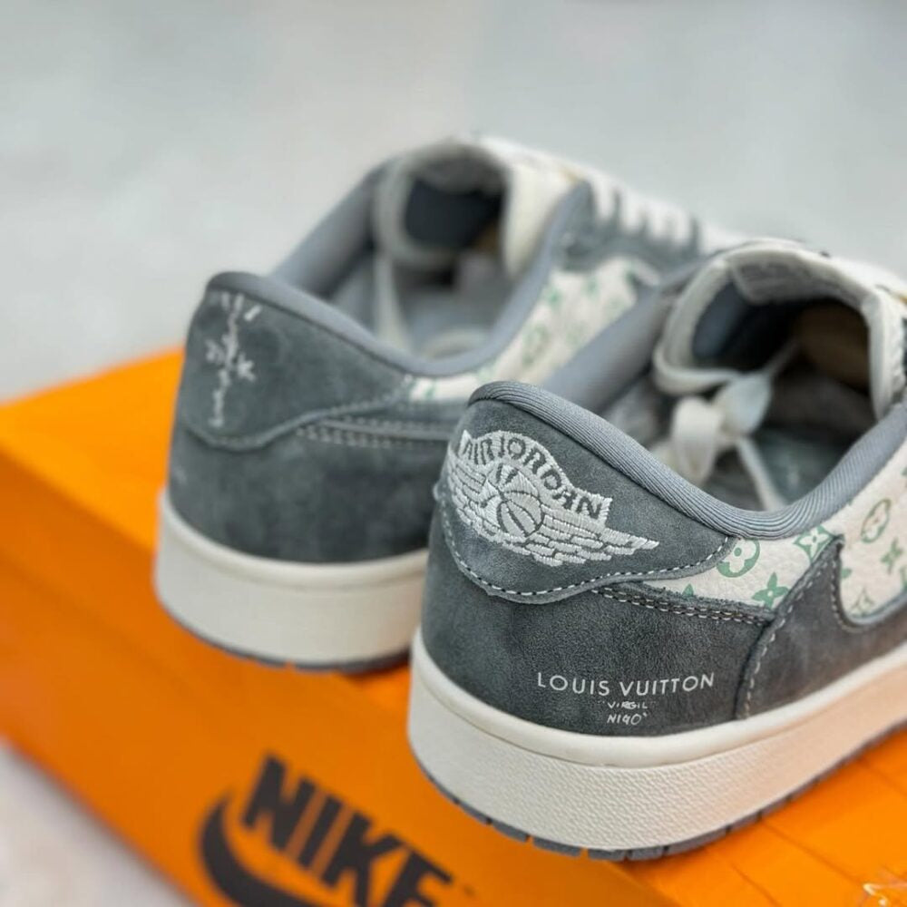 Louis Vuitton x Nike Air Jordan 1 Low Green Monogram Suede (Custom)