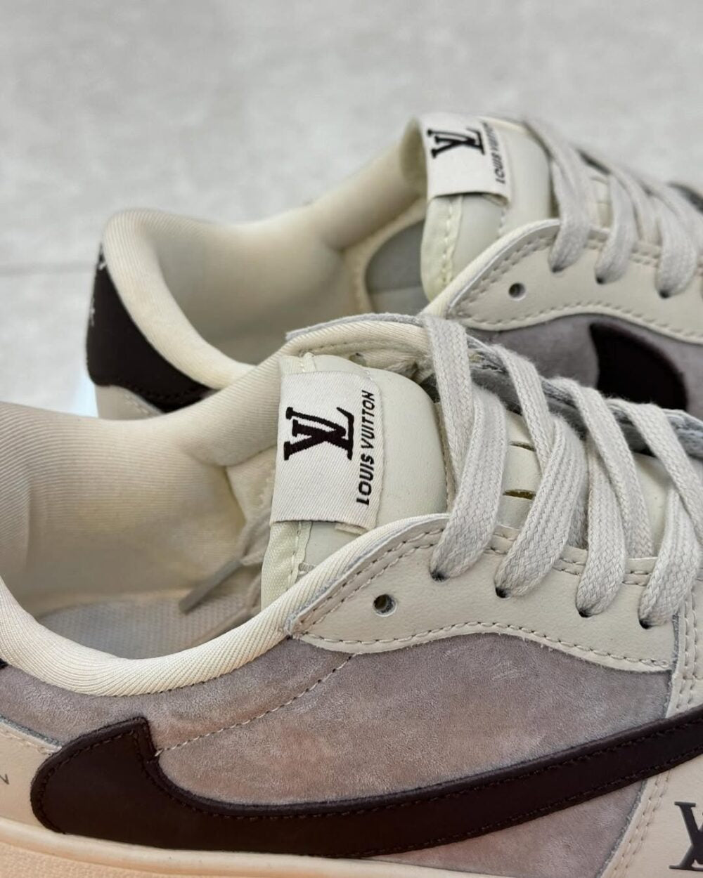 Louis Vuitton x Nike Air Jordan 1 Low Shadow Grey Suede (Custom)