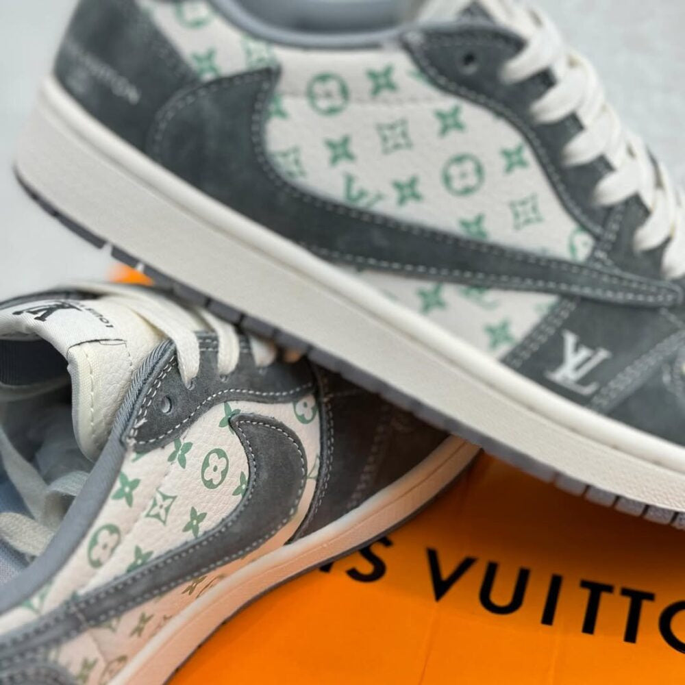 Louis Vuitton x Nike Air Jordan 1 Low Green Monogram Suede (Custom)