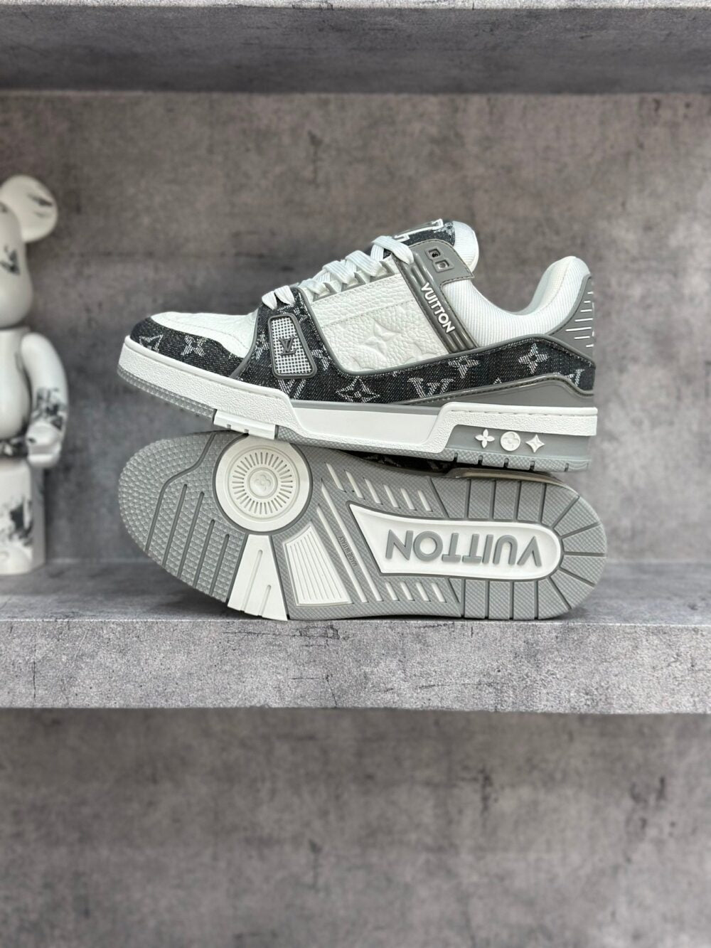 Louis Vuitton LV Trainer Sneaker Denim Monogram Grey