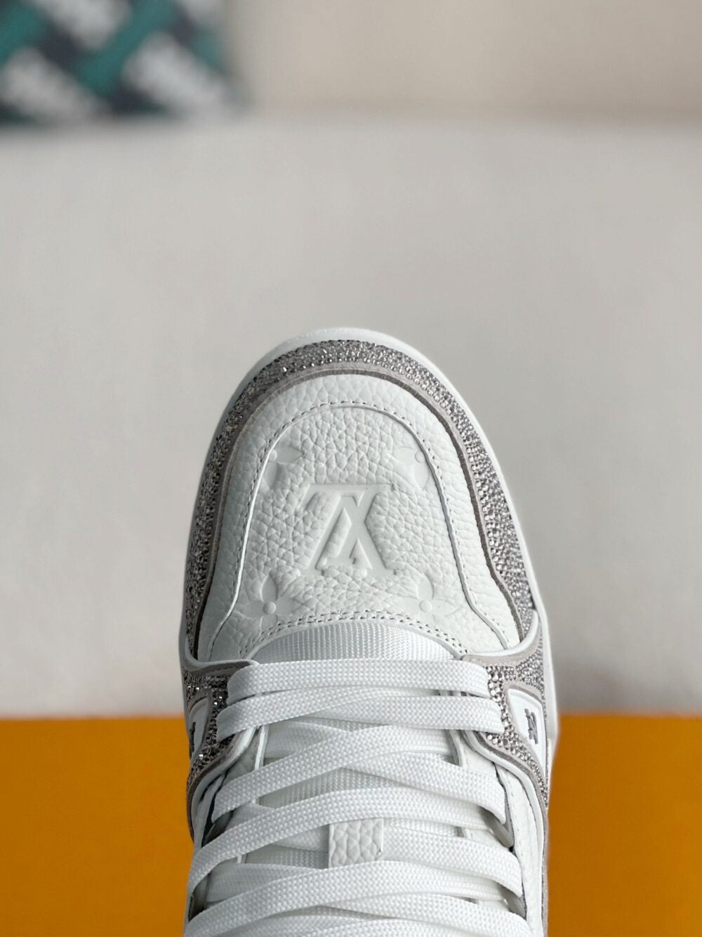 Louis Vuitton LV Trainer Sneaker Denim Monogram Grey Diamond