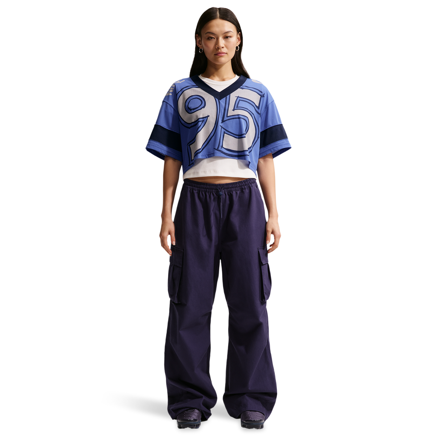 Nike NSW Cropped Jersey - Women's - Midnight Navy/Lt Medium Blue/Chalk