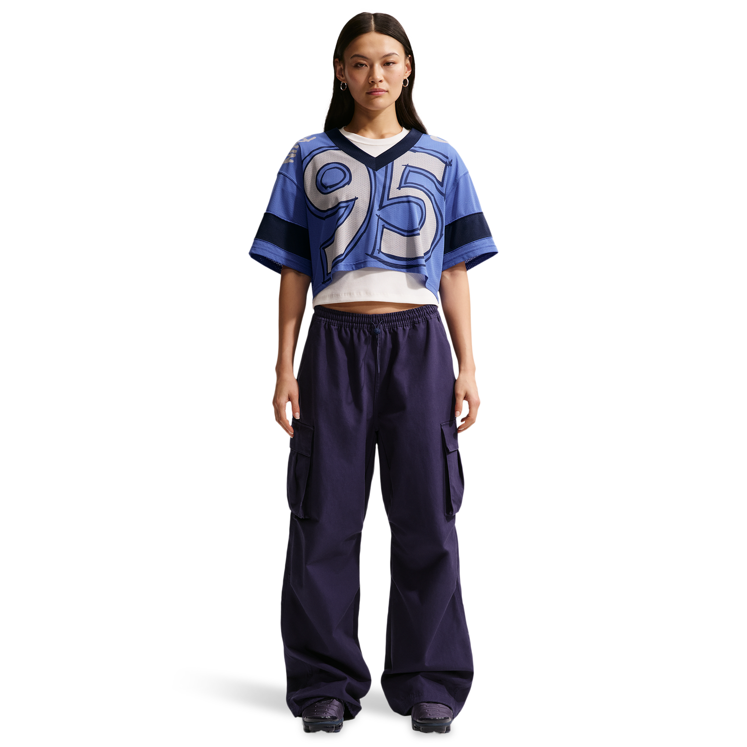Nike NSW Cropped Jersey - Women's - Midnight Navy/Lt Medium Blue/Chalk