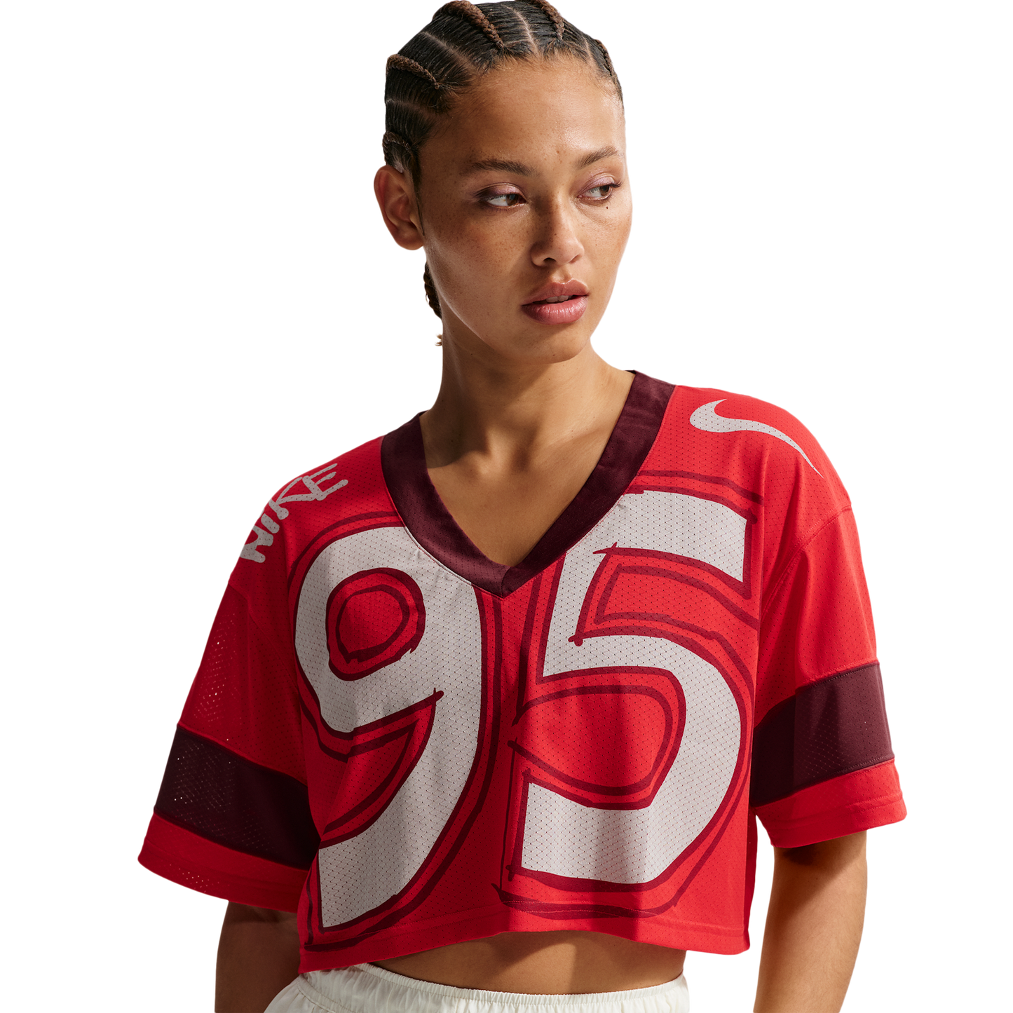 Nike NSW Crop Jersey - Women's - Team Red/Chalk/University Red