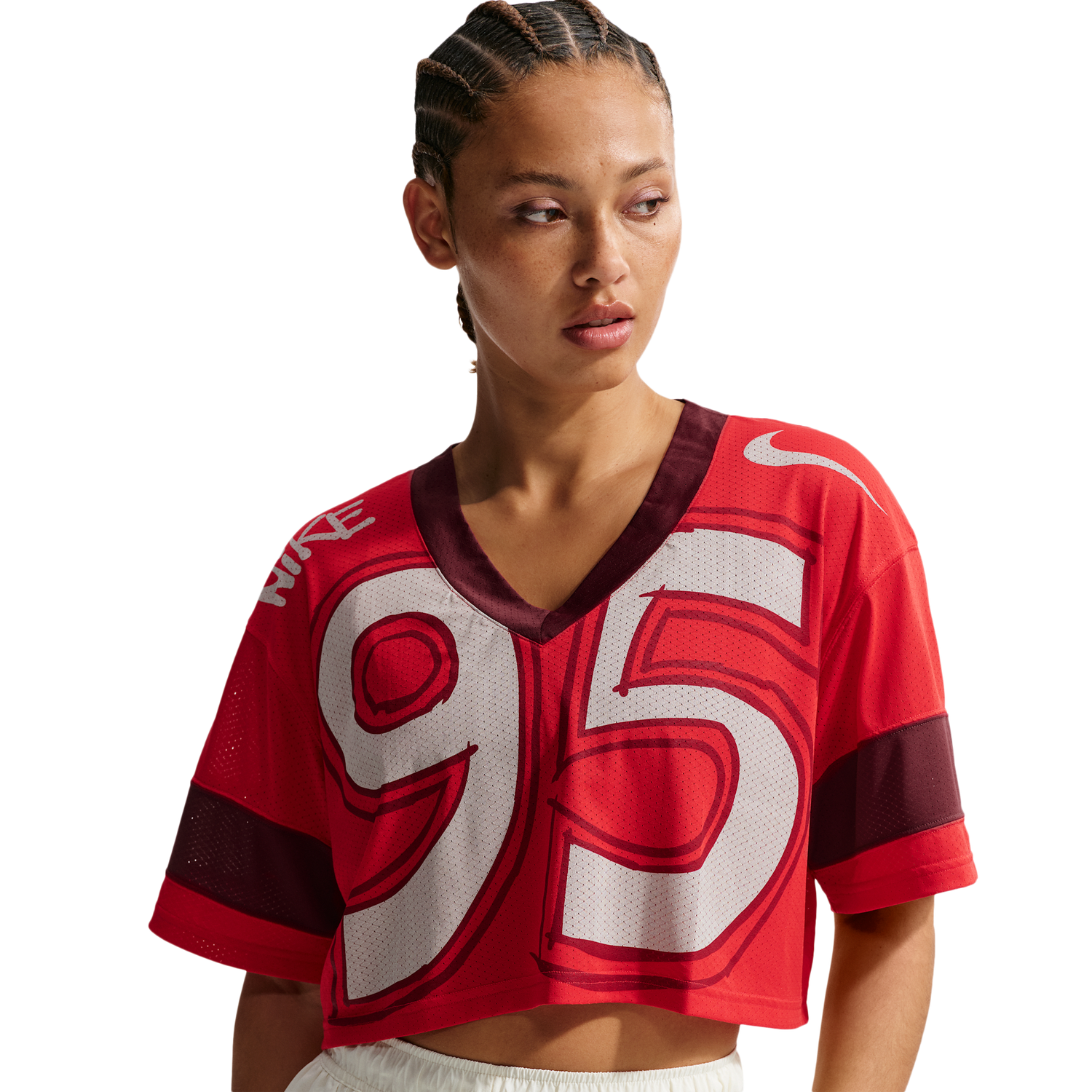 Nike NSW Crop Jersey - Women's - Team Red/Chalk/University Red