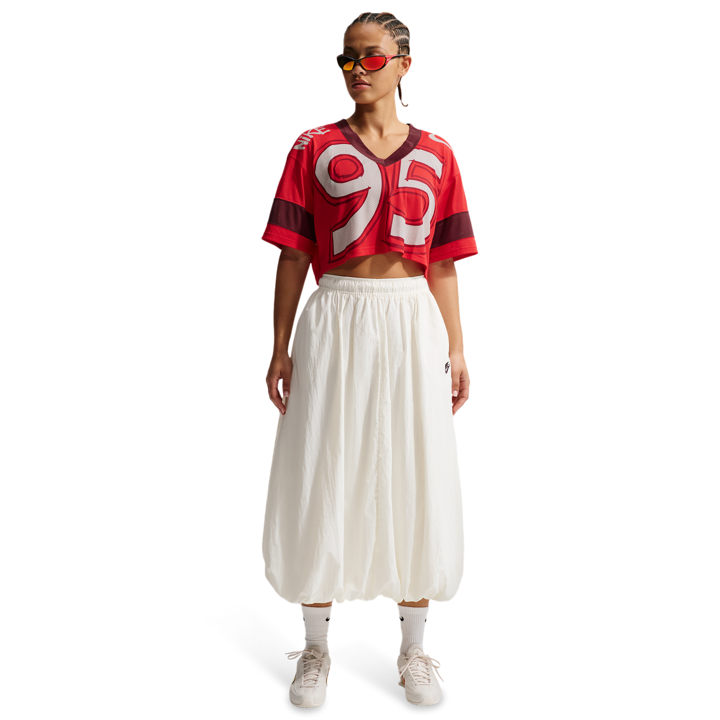 Nike NSW Crop Jersey - Women's - Team Red/Chalk/University Red