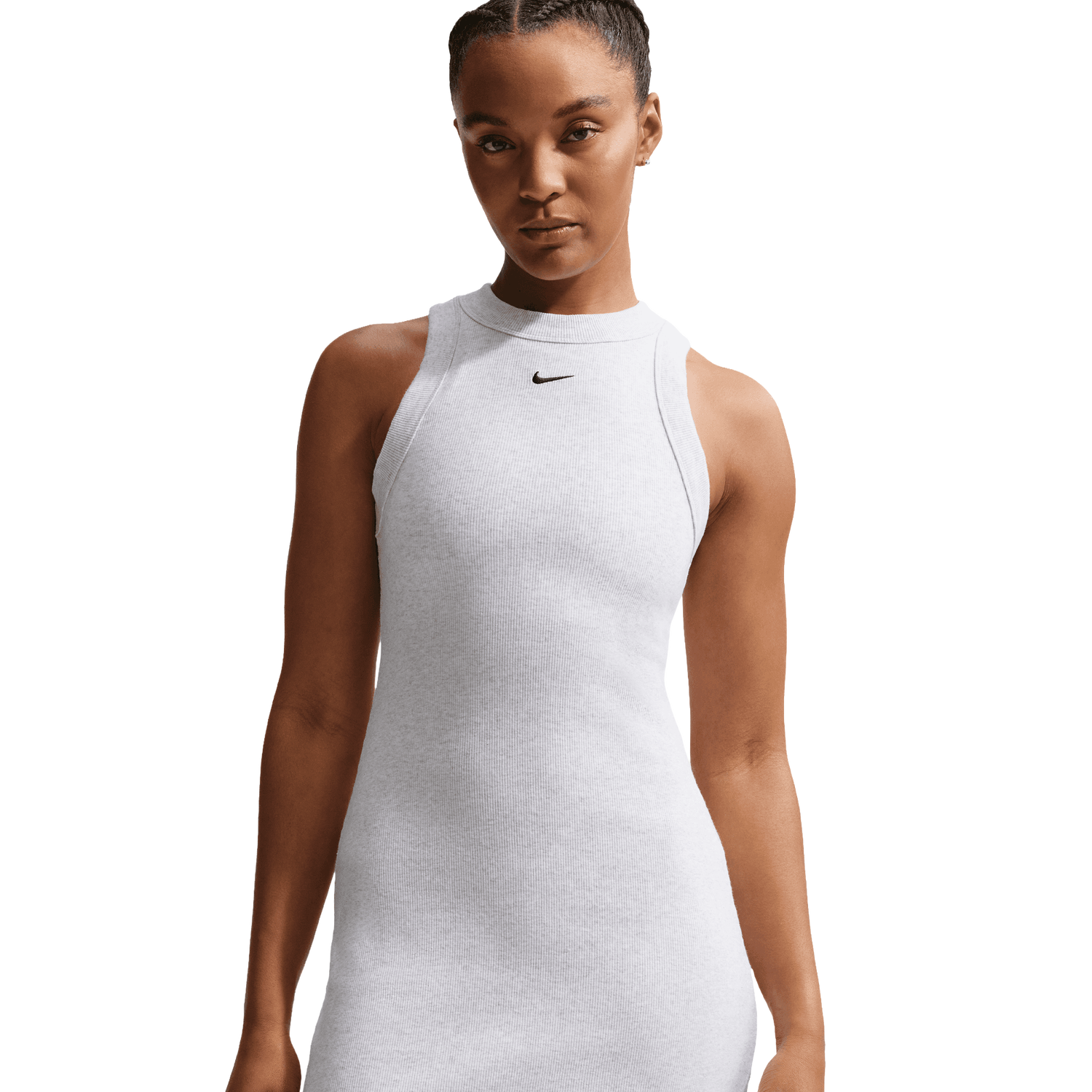 Nike NSW Chill Knit Rib Tank DRS - Women's - Birch Heather/Black