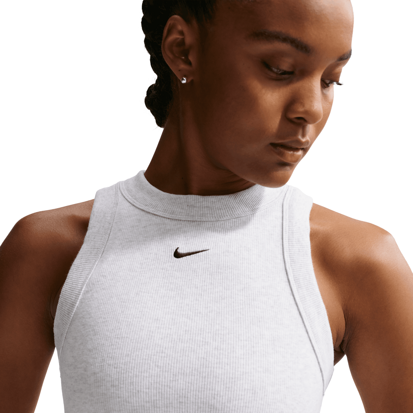 Nike NSW Chill Knit Rib Tank DRS - Women's - Birch Heather/Black