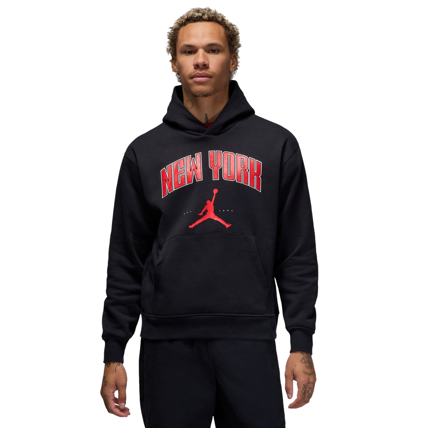 Jordan New York City HBR Fleece Pullover - Men's - Black/Red/Black