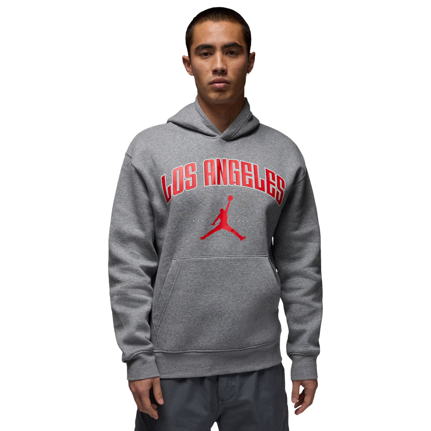 Jordan LA City HBR Pullover Hoodie - Men's - Carbon Heather/Black