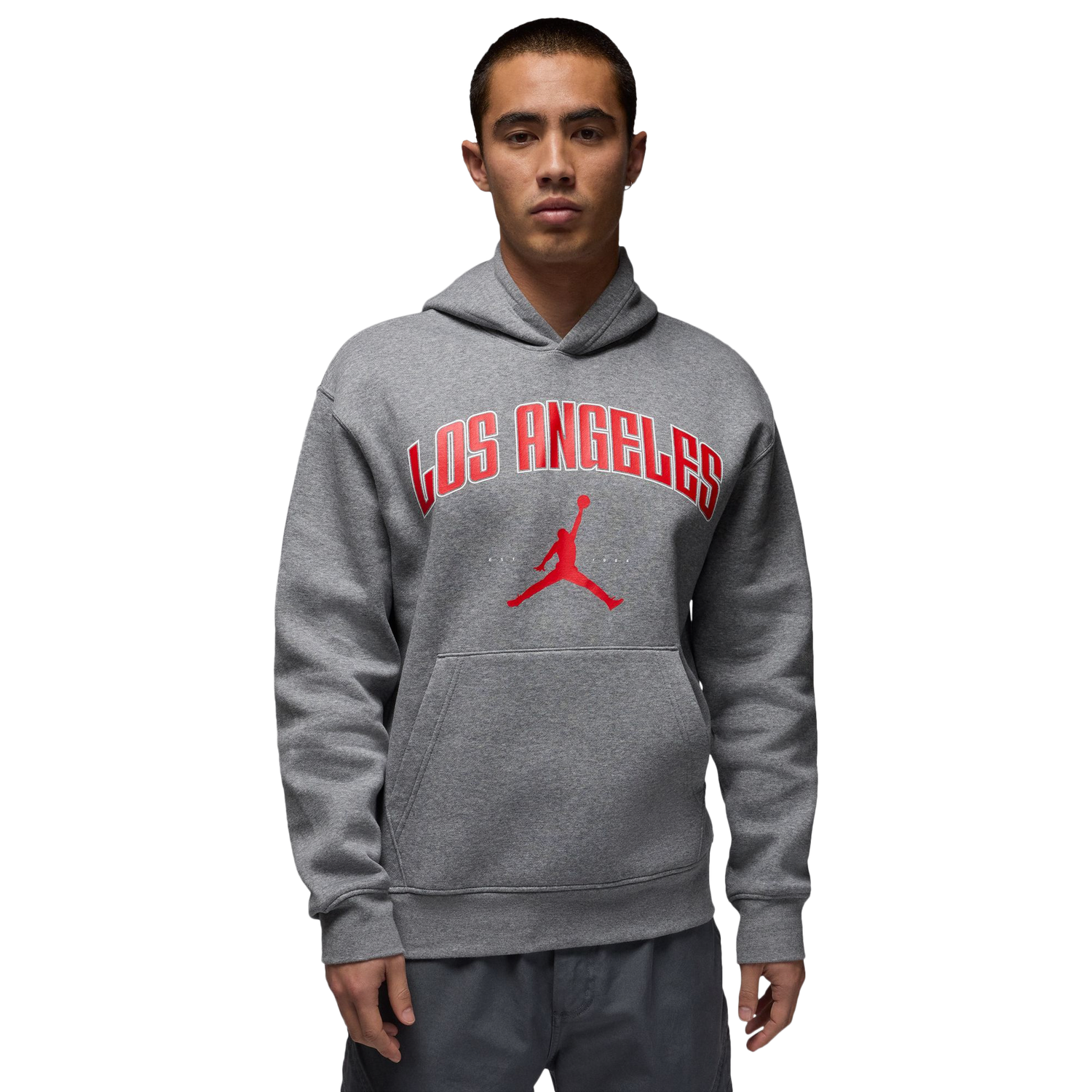 Jordan LA City HBR Pullover Hoodie - Men's - Carbon Heather/Black