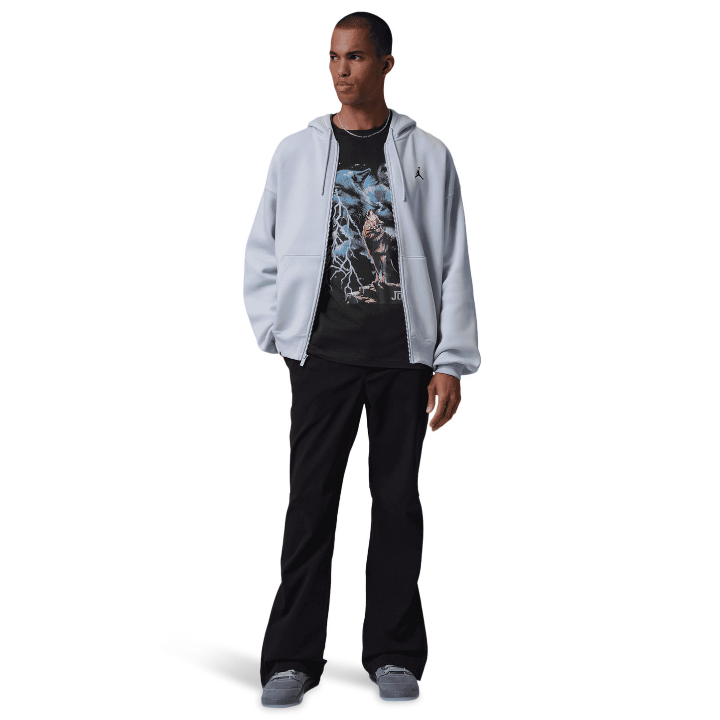 Jordan NC Howl Graphic Short Sleeve Crew - Men's - Wolf Grey/Off Noir