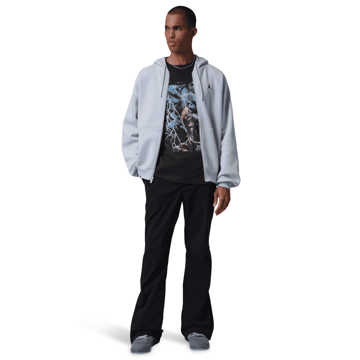 Jordan NC Howl Graphic Short Sleeve Crew - Men's - Wolf Grey/Off Noir