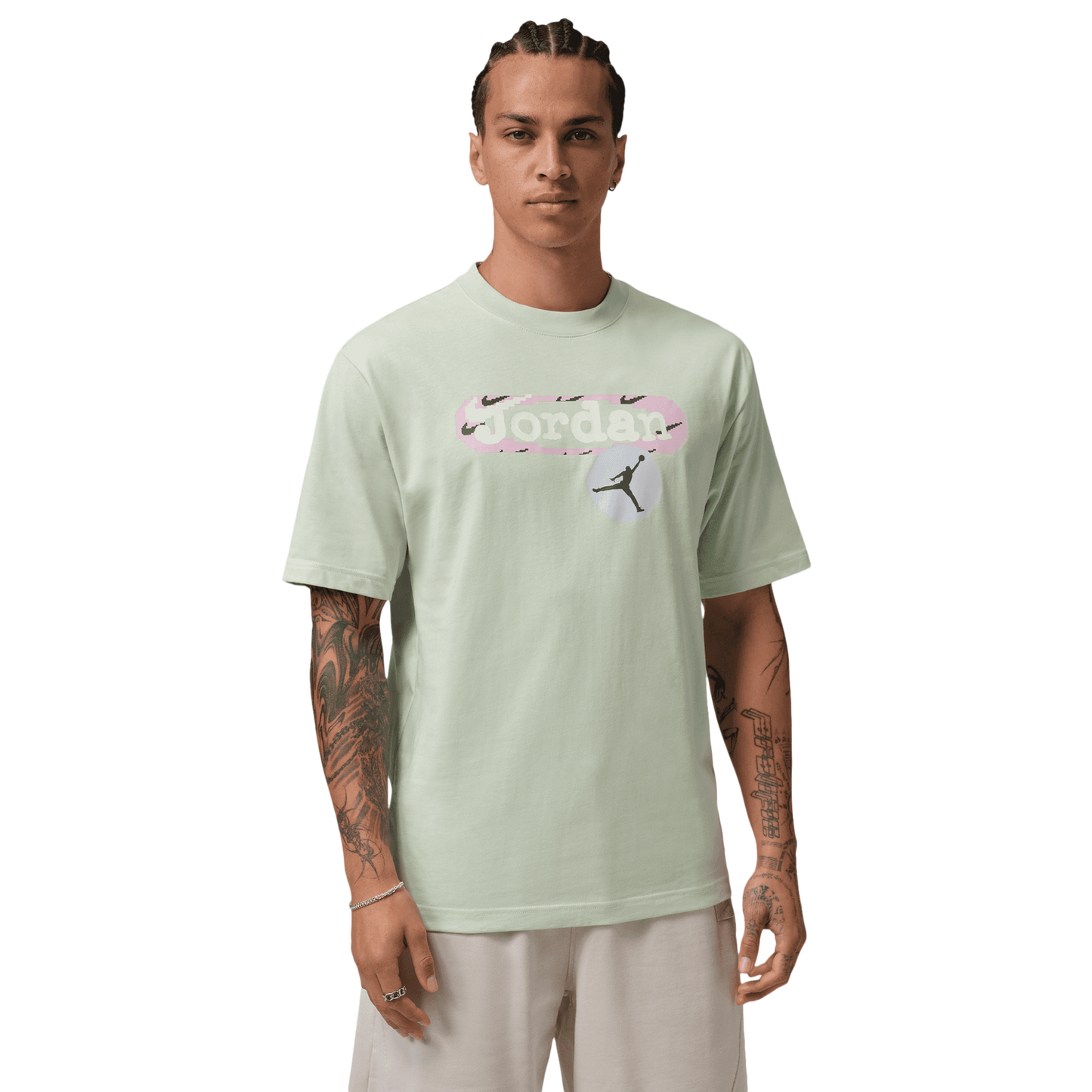 Jordan Stamp Graphic Short Sleeve Crew - Men's - Jade Aura/White