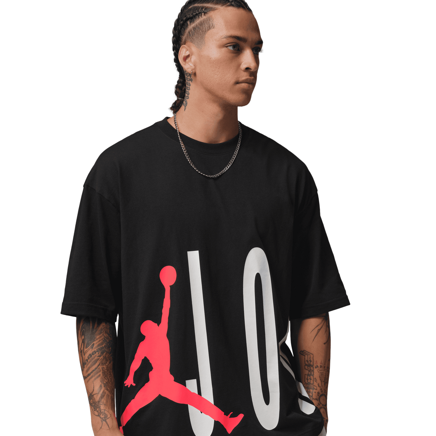 Jordan Torso Stretch Oversized Short Sleeve Crew - Men's - Black/Infrared 23